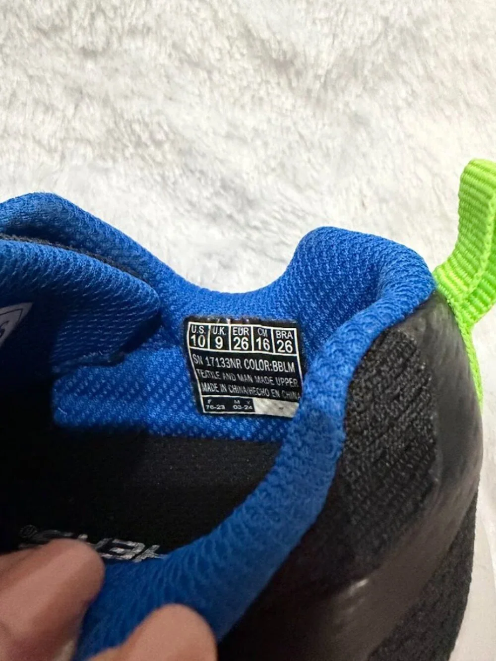 SKECHERS Kids Black Blue Green Sneakers Hook & Loop Athletic Shoes